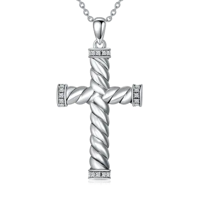 Sterling Silver Cubic Zirconia Cross Urn Necklace for Ashes