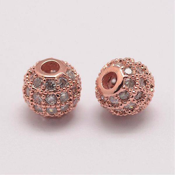 Brass Micro Pave Cubic Zirconia Beads