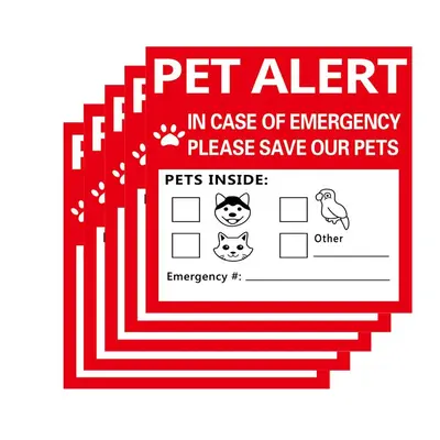 Household Pet Information Sticker, 5 Sheets Emergency Pet Rescue Sticker, Pet Alert Sticker for House Home Window Pet Door