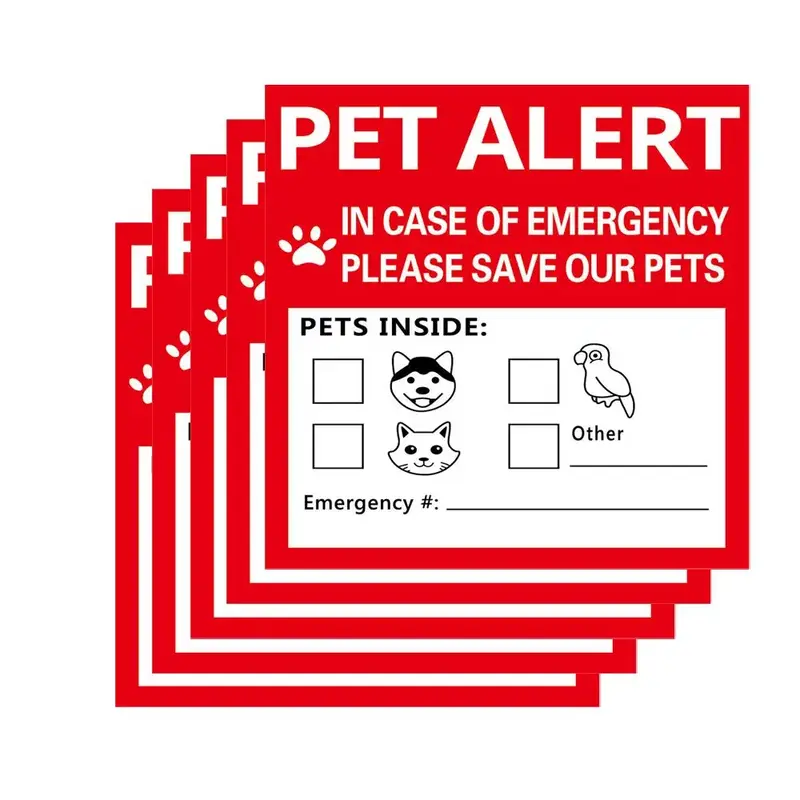 Household Pet Information Sticker, 5 Sheets Emergency Pet Rescue Sticker, Pet Alert Sticker for House Home Window Pet Door
