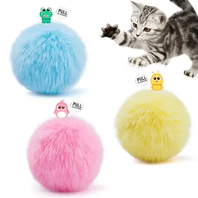 Potaroma Chirping Cat Toys Balls with SilverVine Catnip, Upgraded, 3 Pack Fluffy Interactive Cat Kicker, 3 Lifelike Chirping ...
