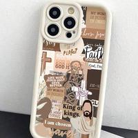 Cross & Letter Pattern Phone Case, Anti-drop Phone Protector Cover, Cellphone Accessories Compatible with iPhone, Smartphone ...