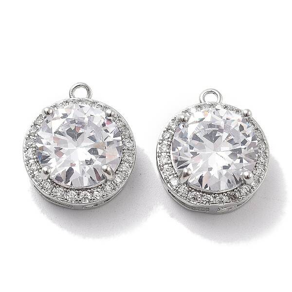 Brass Micro Pave Cubic Zirconia Pendants