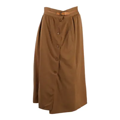 LES COPAINS Womens A-Line Skirt Brown Long Wool S