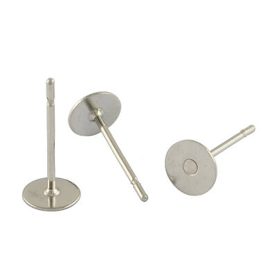 Tarnish Resistant 304 Stainless Steel Flat Round Blank Peg Stud Earring Findings