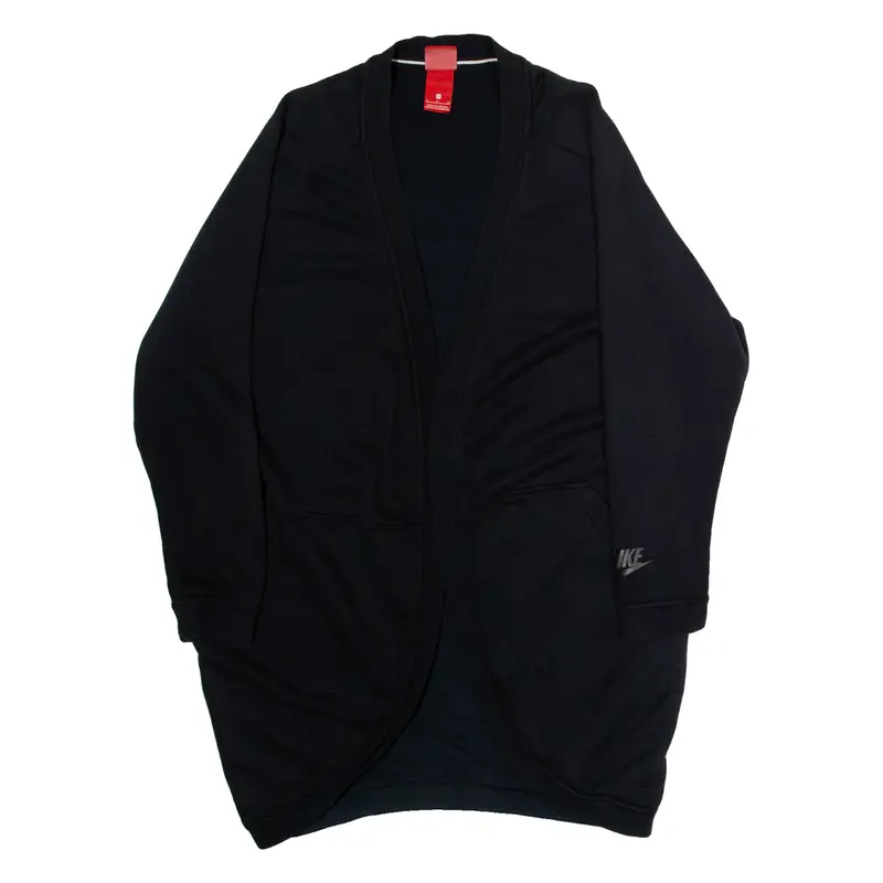 NIKE Wrap Mens Cardigan Black V-Neck Tight Knit S