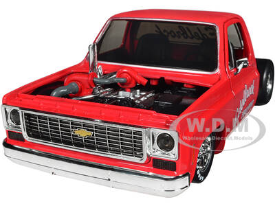 1973 Chevrolet Cheyenne Super 10 Square Body Bedless Truck Bright Red with Graphics \