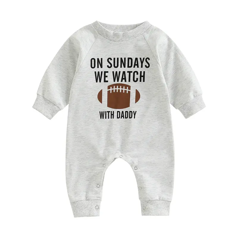 Infant Baby Boys Football Outfit Sundays are for Football with Daddy Jumpsuit Romper Patchwork Long Sleeve Bodysuit