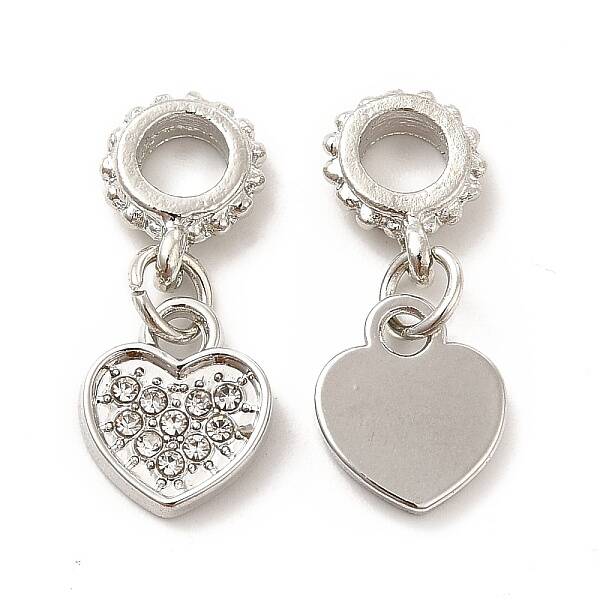Rack Plating Alloy Rhinestone European Dangle Charms