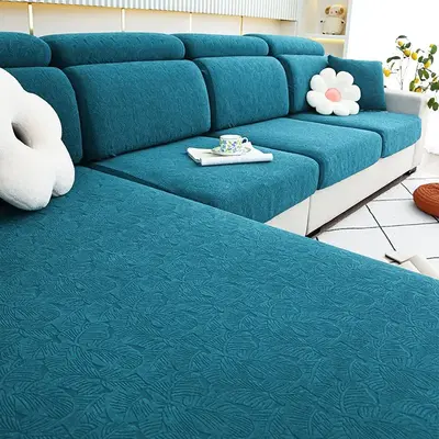 Couch Cover for Valentines Decor, 1 Count Solid Color Jacquard Leaf Pattern Sofa Cover, Soft Comfortable Casual Sofa Cushion ...