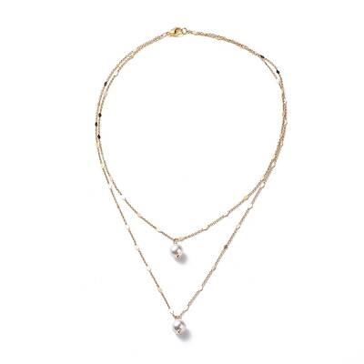 Brass Link Chain Double Layer Necklaces