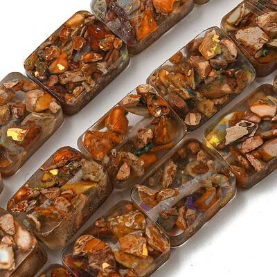 Dyed Natural Imperial Jasper with Resin Beads Strands