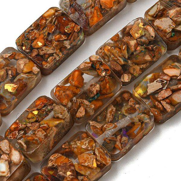 Dyed Natural Imperial Jasper with Resin Beads Strands