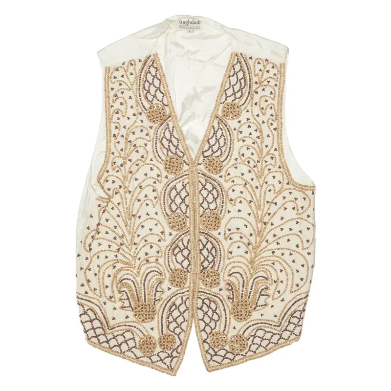 BAGHDADI Beaded Gilet White Viscose Womens L