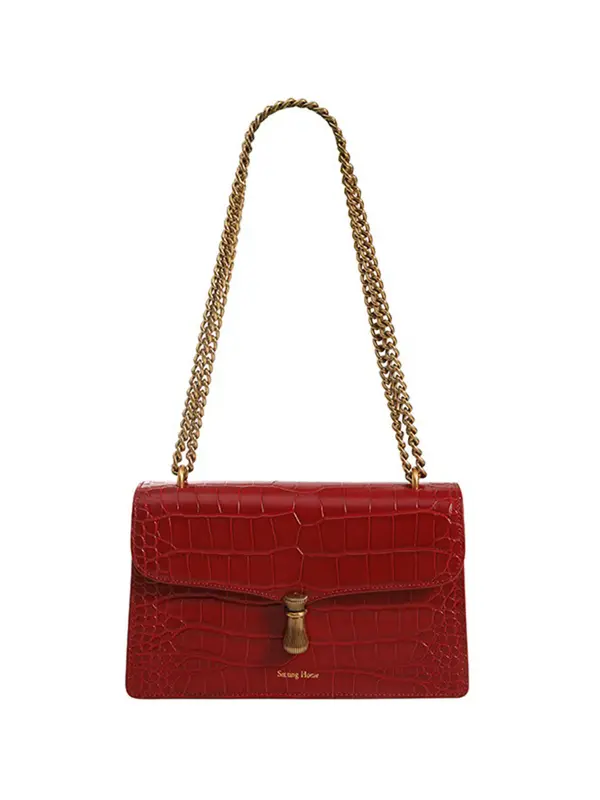 Smting croc chain flap bag