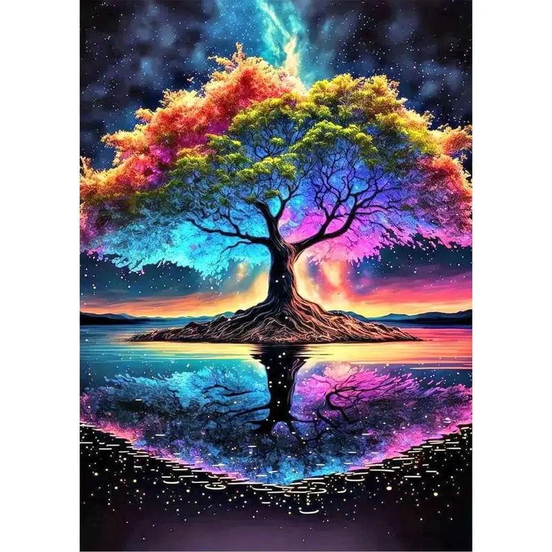 Tree Pattern DIY Diamond Painting without Frame, DIY Decorative Art Picture for Beginner, DIY Home Decor