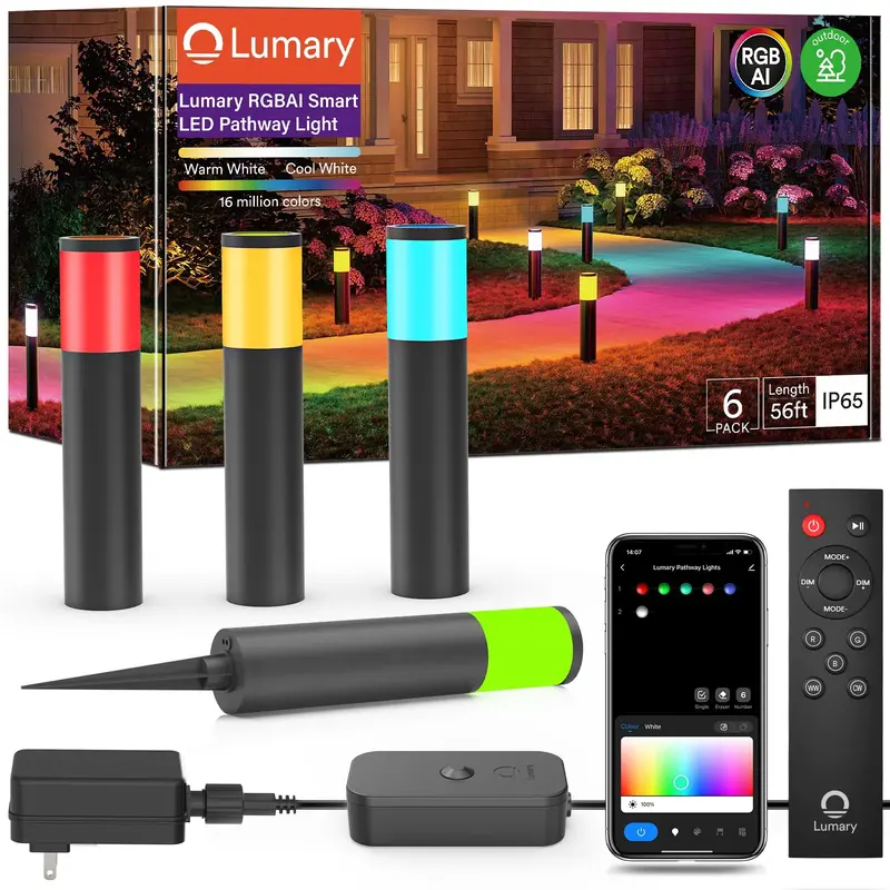 Lumary RGBAI Smart WiFi Pathway Lights 62ft (6 Pack), 1 pcs