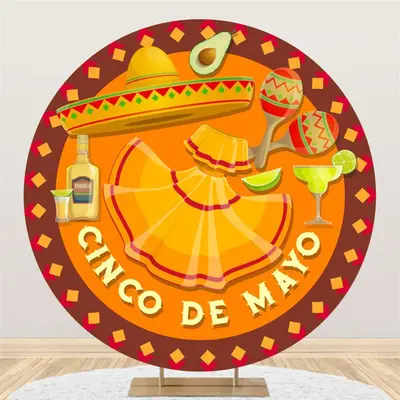 Cinco Mayo Dress Hat Round Mexican Fiesta Backdrop - Aperturee