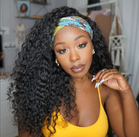 Bling Hair 180% Density Headband Wig Human Hair Kinky Curly No Glue Full Machine Made Brazilian Remy Human Hair Wigs For Wome...