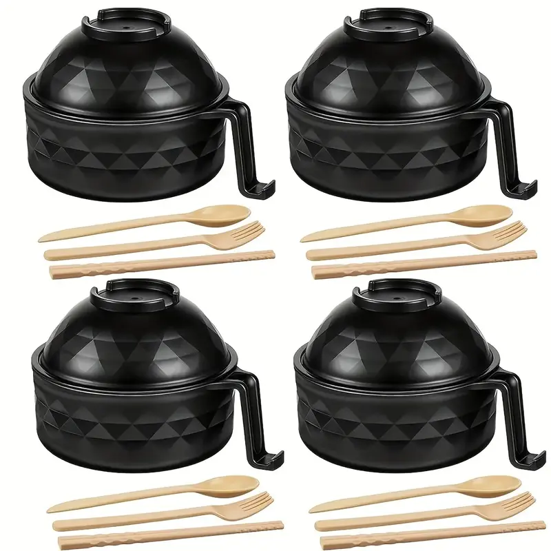 4PCS Ramen Bowl Set with Chopsticks 33 oz Microwave Noodle Bowl College Dormitory Essential - New Mixing Bowl with Tableware ...