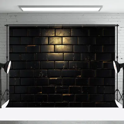 Black Glossy Cratches Texture Brick Wall Backdrop - Aperturee
