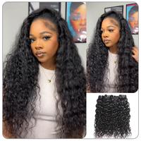 [Wequeen] Water Wave Hair Bundles 12-28 Inch Budget Friendly 10A Grade Brazilian 100% Human Hair Quick Weave Sew in/Glue in