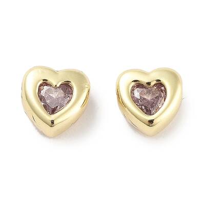 Brass Micro Pave Cubic Zirconia Beads