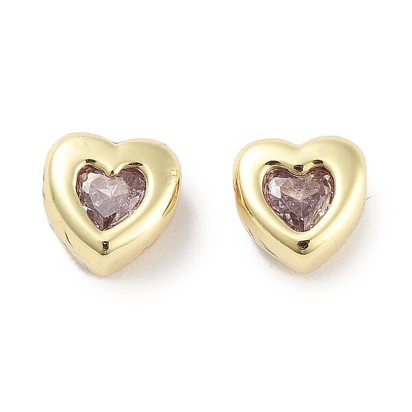 Brass Micro Pave Cubic Zirconia Beads