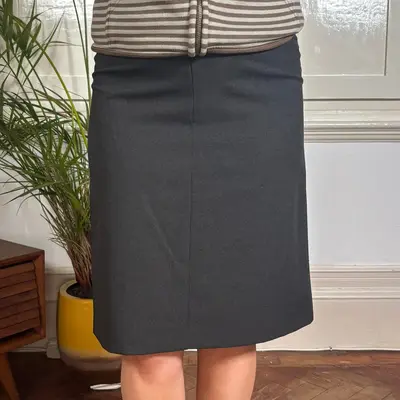 Benetton Skirt - 27W UK 8 Grey Polyester