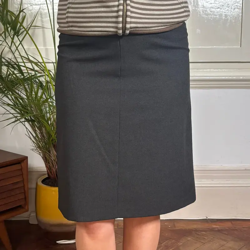 Benetton Skirt - 27W UK 8 Grey Polyester