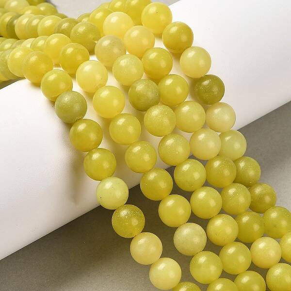 Natural Lemon Jade Round Bead Strands