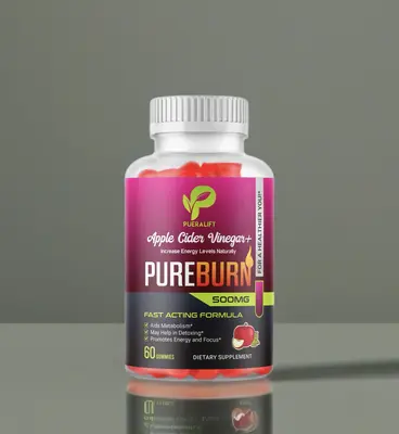 Pueralift PureBurn Gummies 500mg - Apple Cider Vinegar for Digestion & Metabolism Support - Natural Energy Boosters - Vegan, ...