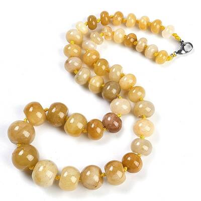 Natural Topaz Jade Rondelle Graduated Beaded Necklaces for Women Men