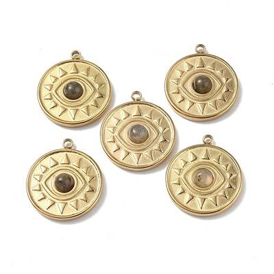 PVD Vacuum Plating 201 Stainless Steel Natural Labradorite Pendants