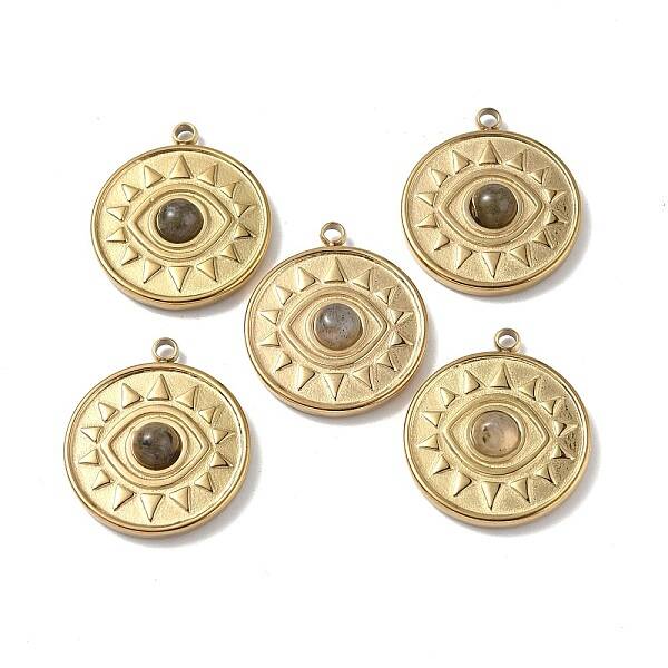 PVD Vacuum Plating 201 Stainless Steel Natural Labradorite Pendants