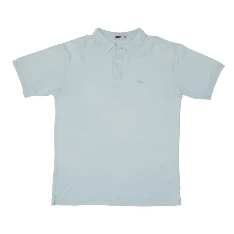 FILA Polo Shirt Blue Short Sleeve Mens M