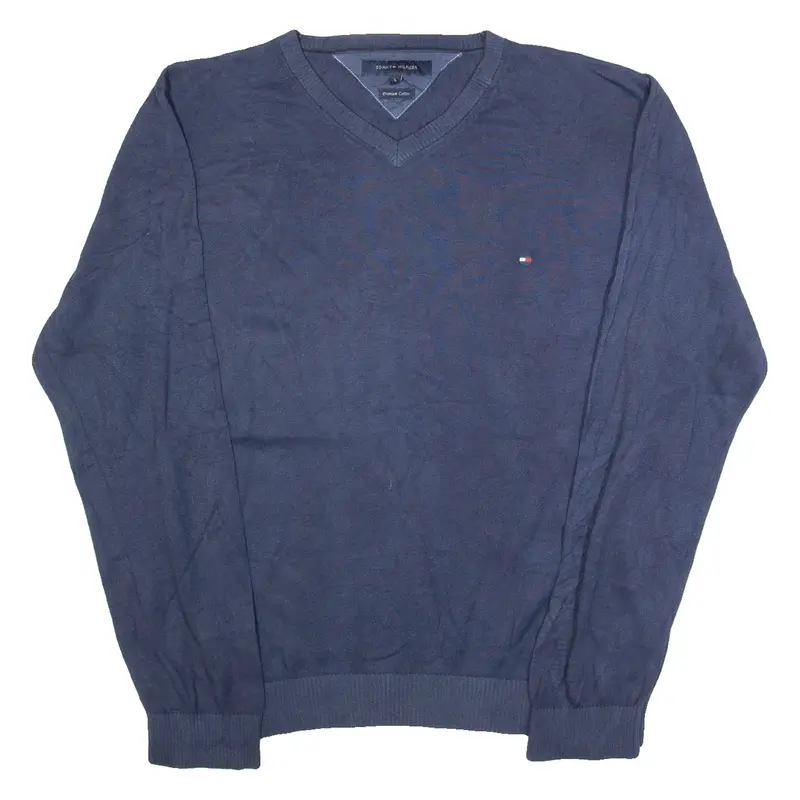 TOMMY HILFIGER Mens Jumper Blue Tight Knit L