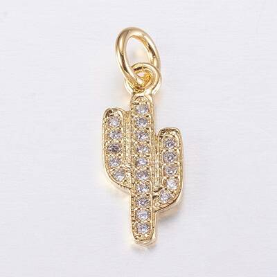 Brass Micro Pave Cubic Zirconia Charms