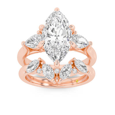 Lumina Lab Grown Marquise Diamond Engagement Ring with the Annabella Wedding Band | 10K Rose Gold 3 3/8 ct. tw.
