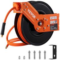 VEVOR Retractable Air Hose Reel, 3/8 IN x 50 FT Hybrid Air Hose Max 300PSI, Air Compressor Hose Reel with 5 In Lead in, Ceili...