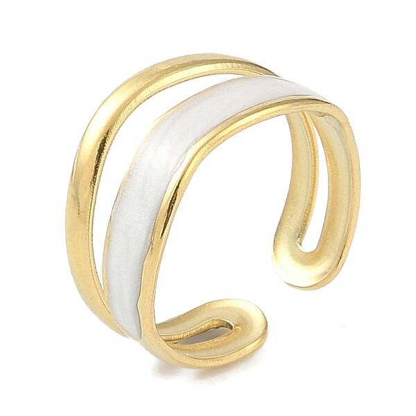 Ion Plating(IP) 304 Stainless Steel Enamel Cuff Finger Rings