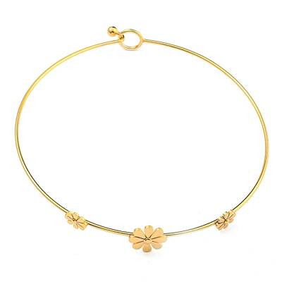304 Stainless Steel Three Small Daisy Flower Choker Necklaces for Women
