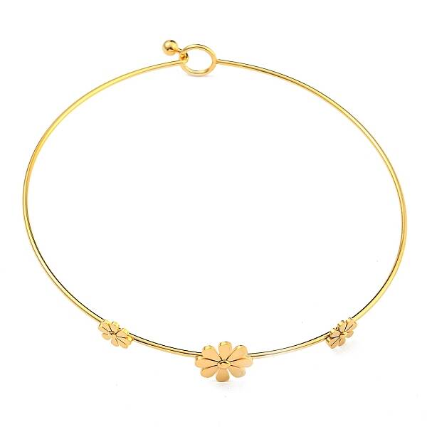 304 Stainless Steel Three Small Daisy Flower Choker Necklaces for Women