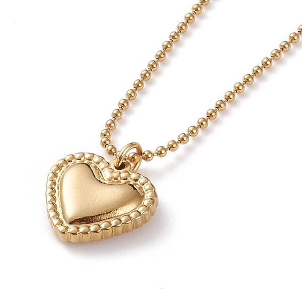 304 Stainless Steel Heart Pendant Necklaces