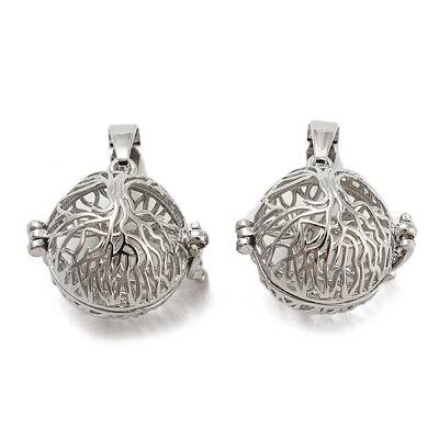 Rack Plating Brass Hollow Round Cage Pendants