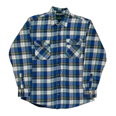 St. Johns Bay Checked Flannel Shirt - Large Blue Cotton