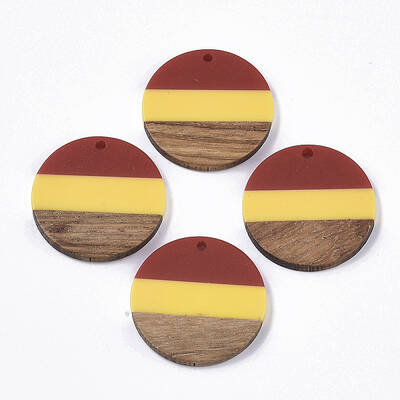 Tri-color Resin & Walnut Wood Pendants