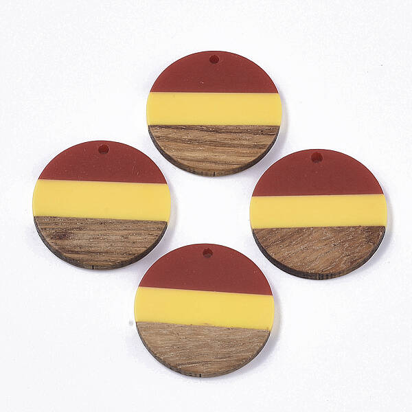 Tri-color Resin & Walnut Wood Pendants