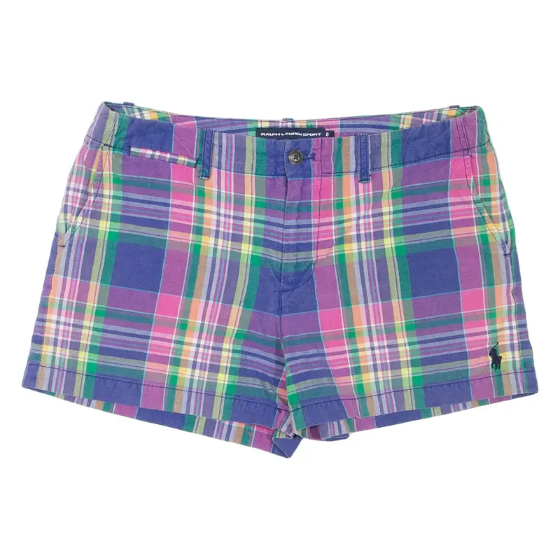 RALPH LAUREN SPORT Womens Chino Shorts Purple Check M W32