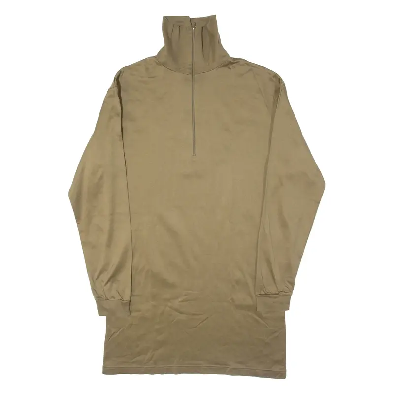 Military Womens T-Shirt Brown Long Sleeve 1/4 Zip XL